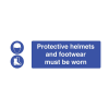 Protective Helmets and Footwear Must be Worn Sign - 600 x 200 x 1mm
