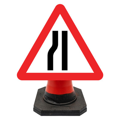 Hangman Triangle Sign Plate - Road Narrows N/Side - 600mm