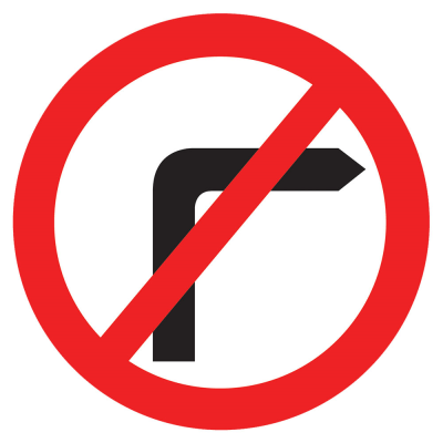 Jazz Circle Sign Plate 300mm Centres - No Right Turn - 900mm