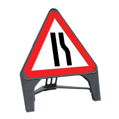 Q-Sign Triangle Complete - Road Narrows O/Side - 750mm