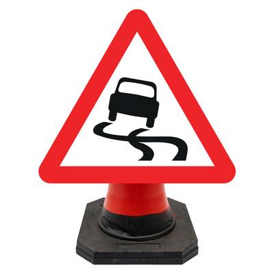 Hangman Triangle Sign Plate - Slippery Road - 750mm