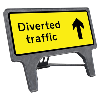 Q-Sign Complete - Diverted Traffic Arrow Reversible - 1050 x 450mm