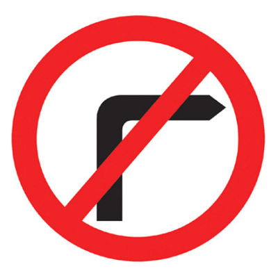 Jazz Circle Sign Plate 300mm Centres - No Right Turn - 750mm