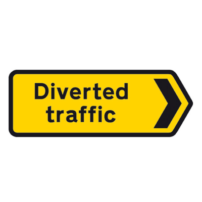Jazz Sign Plate 300mm Centres - Diverted Chevron Traffic Right - 1050 x 450mm
