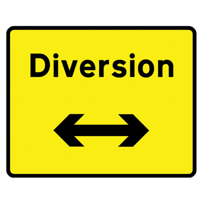 Jazz Sign Plate - Diversion Arrow Reversible - 1050 x 750 x 2mm