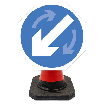 Hangman Circle Sign Plate - Blue Arrow Reversible - 600mm