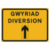 Bilingual Jazz Sign Plate 300mm Centres - Diversion Arrow Reversible - 1050 x 750mm