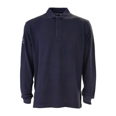 Q-Flame FR AS Arc Long Sleeve Navy Polo Shirt - S