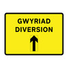 Bilingual Jazz Sign Plate 300mm Centres - Diversion Arrow Reversible - 1050 x 750mm