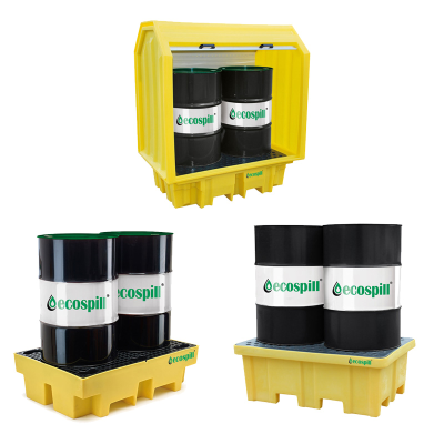 Spill Pallet 2 Drum with Grate - Fork Loops