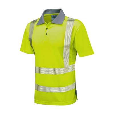Leo Woolacombe Hi-Vis Short Sleeved Yellow Polo Shirt - S