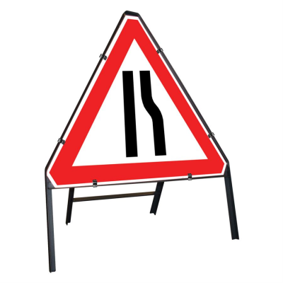 Jazz Triangle Sign Complete Clipped - Road Narrows O/Side - 600mm