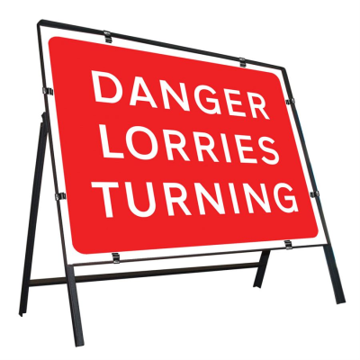 Jazz Sign Complete Clipped - Danger Lorries Turning - 1050 x 750mm