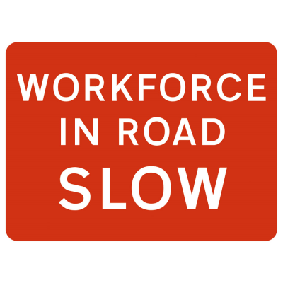 Jazz Sign Plate 300mm Centres - Workforce In Road Slow - 1050 x 750mm