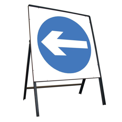 Jazz Square Sign Complete Riveted - Blue Arrow Turn Left 606 - 750mm
