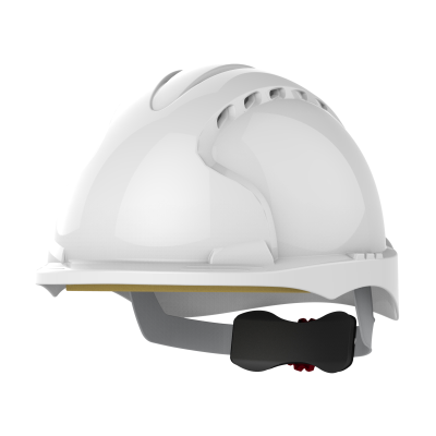 JSP EVO3 Vented Wheel Ratchet Safety Helmet - White