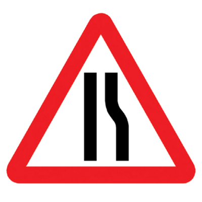 Jazz Triangle Sign Plate 300mm Centres - Road Narrows O/Side - 750mm