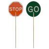 Stop / Go Sign with Wooden Pole - 600mm