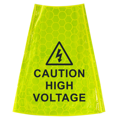 Caution High Voltage Yellow Cone Sleeve - 750mm