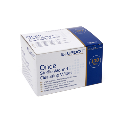 Blue Dot Once Sterile Wound Cleansing Wipes - Box of 100