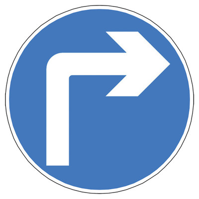 Jazz Circle Sign Plate 300mm Centres - Right Turn Ahead - 750mm