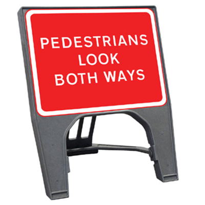 Q-Sign Complete - Pedestrians Look Both Ways - 600 x 450mm