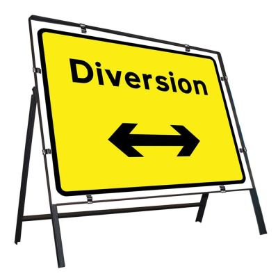 Jazz Sign Complete Clipped - Diversion Arrow Reversible - 1050 x 750mm