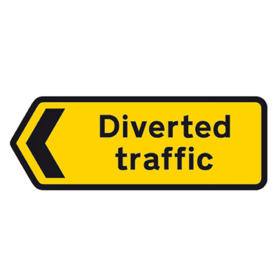 Jazz Sign Plate 300mm Centres - Diverted Chevron Traffic Left - 1050 x 450mm