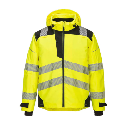 Portwest PW360 Waterproof Breathable Hi-Vis Yellow/Black Rain Jacket - M