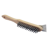 Wire Brush 4 Row with Wooden Handle and Scraper