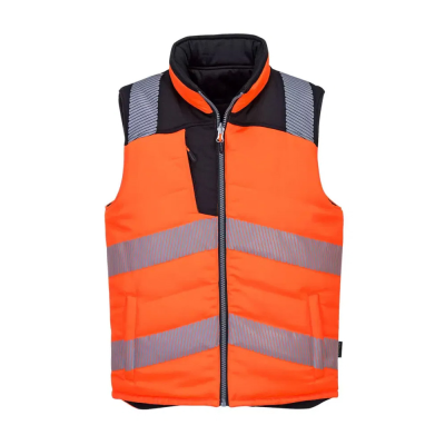 Portwest PW374 Rail Hi-Vis Reversible Orange/Black Bodywarmer - S