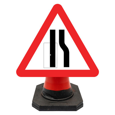 Hangman Triangle Sign Plate - Road Narrows Reversible - 750mm