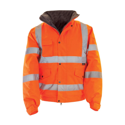 Super-Dri Waterproof Rail Hi-Vis Orange PU Bomber Jacket - S