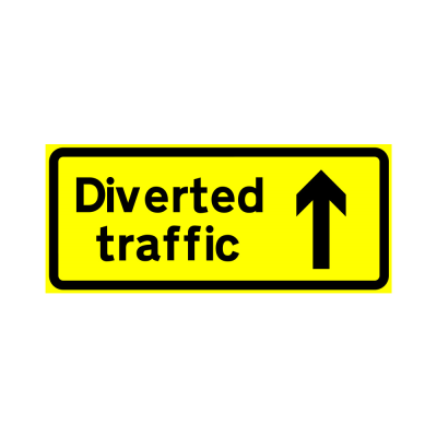 Jazz Sign Plate 300mm Centres - Diverted Traffic Arrow Up - 1050 x 450mm