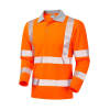 Leo Barricane Rail Hi-Vis Long Sleeve Orange Polo Shirt - S