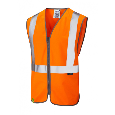 Leo Eggesford Rail Hi-Vis Zip Orange Waistcoat - S