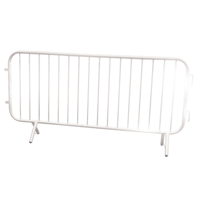 2.3m WHITE Powder Coated  Pedestrian Barrier c/w FIXED Feet