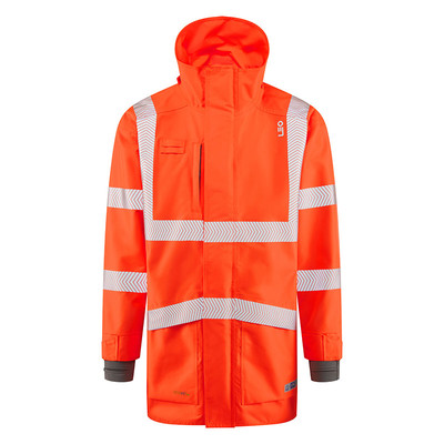 Leo Clovelly 15K Waterproof Breathable Rail Hi-Vis Orange Anorak