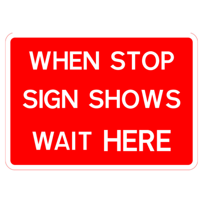 Jazz Sign Plate 300mm Centres - Wait Stop Sign Shows Wait Here - 1050 x 750mm