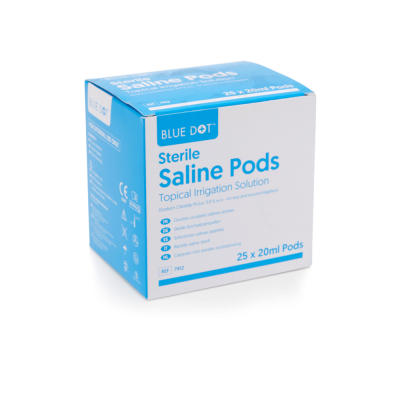 Blue Dot Sterile Saline Eye Wash Pods - 25 x 20ml Pods