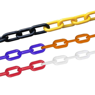 Chain Plastic 8mm Red & White (25 Metre Roll)