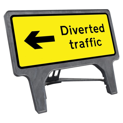 Q-Sign Complete - Diverted Traffic Arrow Left - 1050 x 450mm