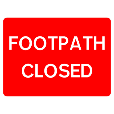 Bilingual Jazz Sign Plate 300mm Centres - Footpath Closed - 600 x 450mm