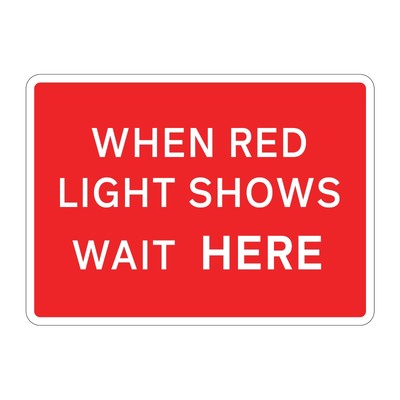 Bilingual Jazz Sign Plate 300mm Centres – When Red Light Shows Wait Here - 1050 x 750mm