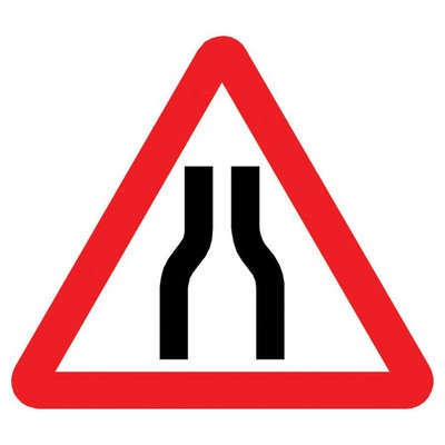 Jazz Triangle Sign Plate 300mm Centres - Road Narrows Both Ways - 900mm