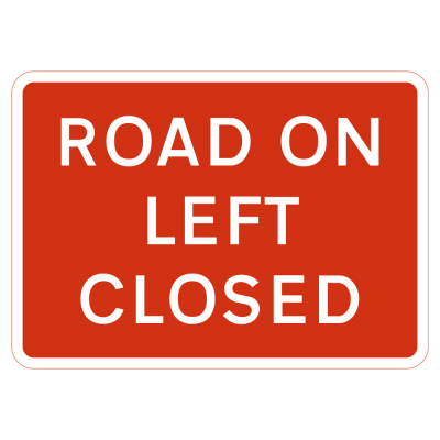 Jazz Sign Plate 300mm Centres - Road On Left Closed - 1050 x 750mm