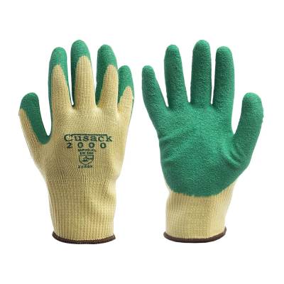 Cusack Latex Grip Green Safety Gloves - Small / Size 7