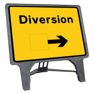 Q-Sign Complete - Diversion Arrow Left or Right - 1050 x 750mm