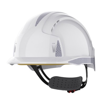 JSP EVOLite CR2 Reflective Vented Wheel Ratchet Safety Helmet - White