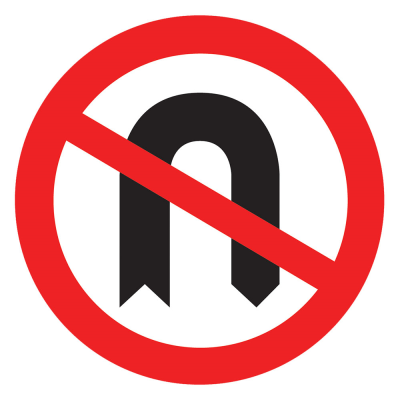 Jazz Circle Sign Plate 300mm Centres - No U Turn - 750mm